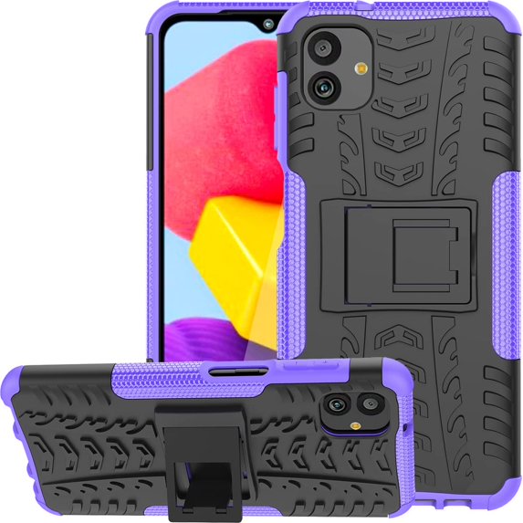 Tyre Pattern Design Case for Samsung Galaxy A04 with Kickstand, Galaxy M13 5G Case Heavy Duty Shockproof Protection Phone Case for Samsung Galaxy A04/M13 5G XC Purple