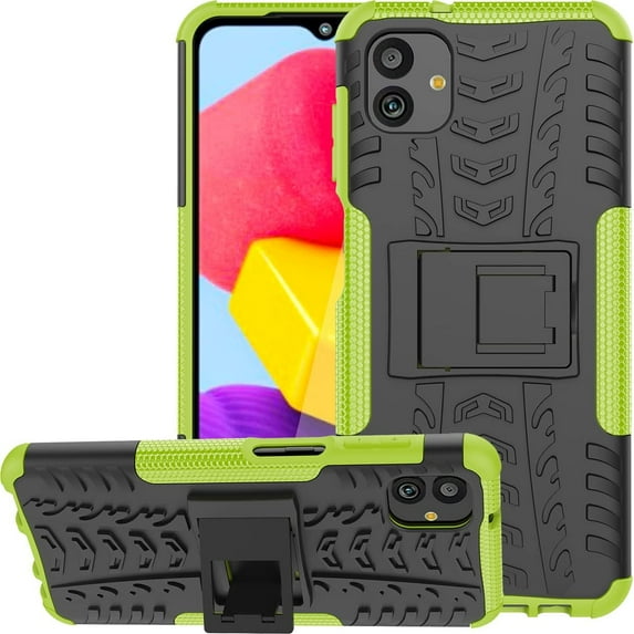 Tyre Pattern Design Case for Samsung Galaxy A04 with Kickstand, Galaxy M13 5G Case Heavy Duty Shockproof Protection Phone Case for Samsung Galaxy A04/M13 5G XC Green