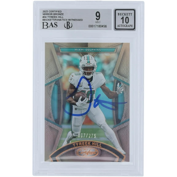 Tyreek Hill Miami Dolphins Autographed 2023 Panini Certified Mirror Bronze #34 #/275 Beckett Fanatics Witnessed Authenticated 9/10 Card - Fanatics Authentic Certified