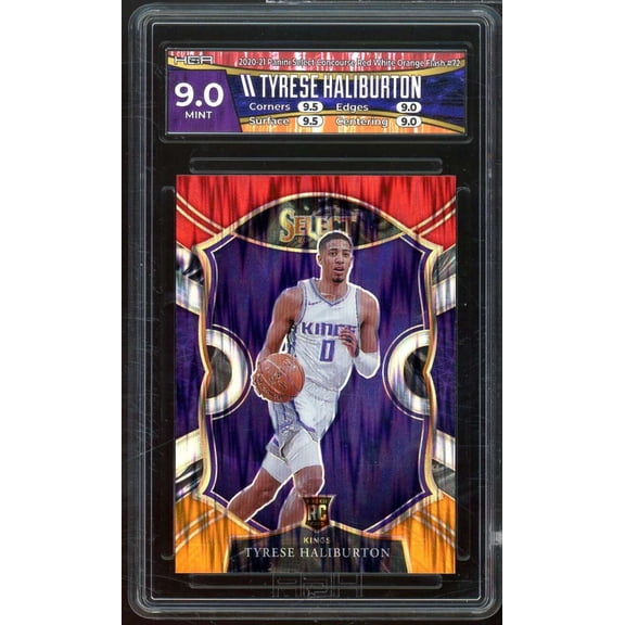 Tyrese Haliburton Rookie 2020-21 Select Conc Red White Orange Flash #72 HGA 9