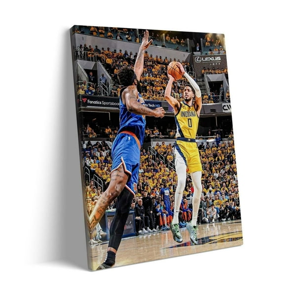 Tyrese Haliburton Taking The Shot Poster Print Basketball Sports Wall Decor For Living Room Bedroom