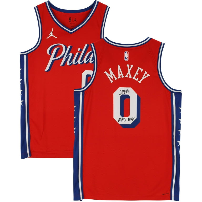 Tyrese Maxey Philadelphia 76ers Autographed Red Jordan Brand 2022 2023 Statement Swingman Jersey with Mad Max Inscription Fanatics Authentic Certified Walmart