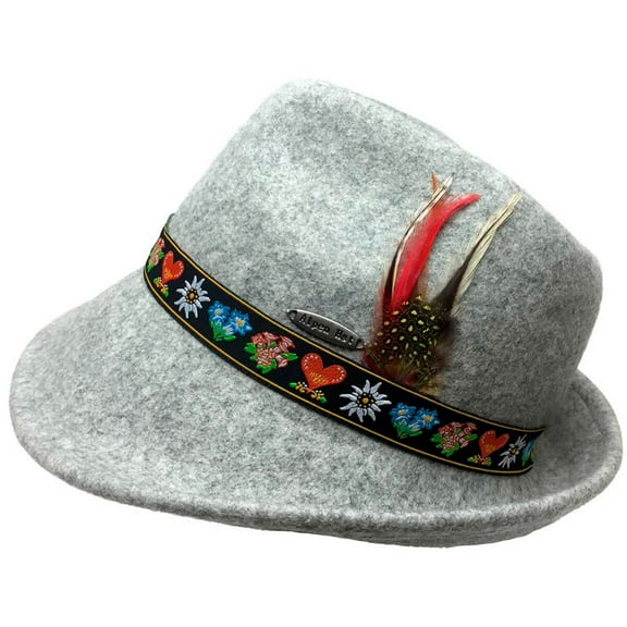 Oktoberfest Haus German Alps Gray Deluxe Alpine Hat for Men and Women | L