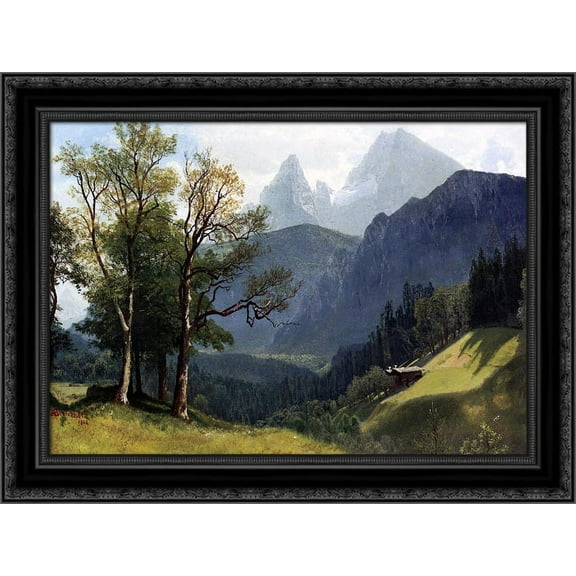 Tyrolean Landscape 24x20 Black Ornate Wood Framed Canvas Art by Bierstadt, Albert