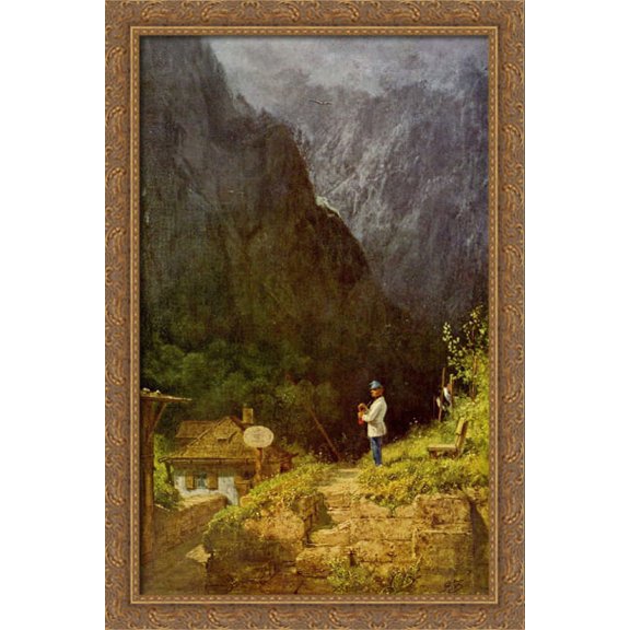 Tyrolean toll house 26x40 Large Gold Ornate Wood Framed Canvas Art by Carl Spitzweg