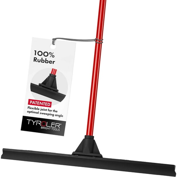 Tyroler Bright Tools Floor Squeegee 23.6" 100% Rubber Head, 55.1" 4-Part Anti-Rust Aluminum Handle
