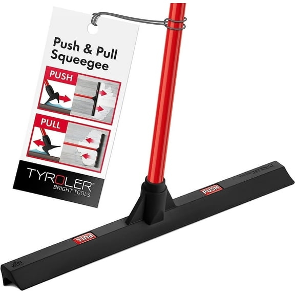 Tyroler Bright Tools Push&Pull Floor Squeegee 17.3" Rubber Head, for All Surfaces, Anti-Rust Handle