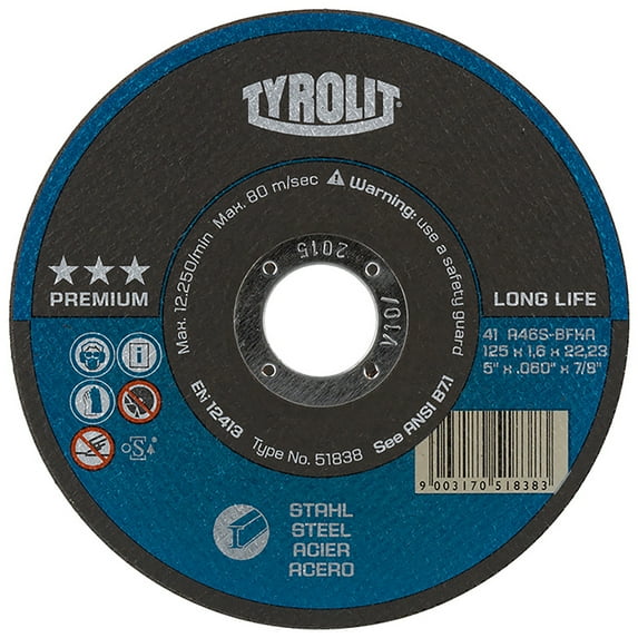 Tyrolit A60S-BFKA LONGLIFE 4 -1/2 x .040 x 7/8 Cut-Off Wheel Rein 25ct