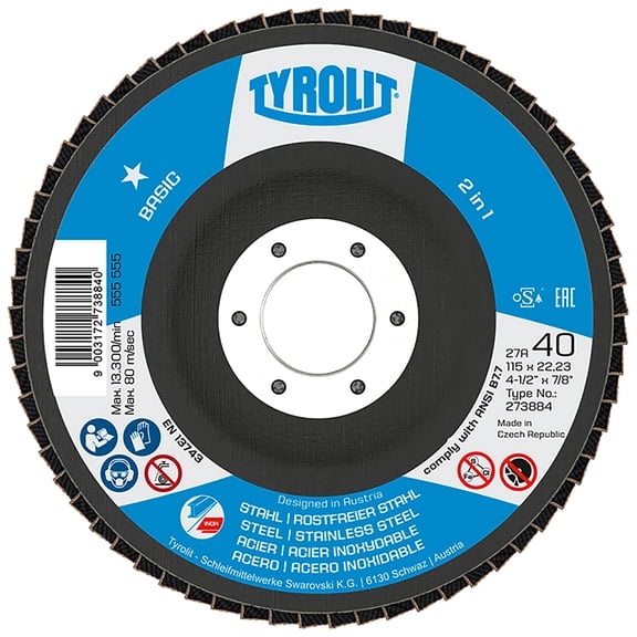 Tyrolit ZA60-B 2N1 4 x 5/8 29A Flap Disc 10ct