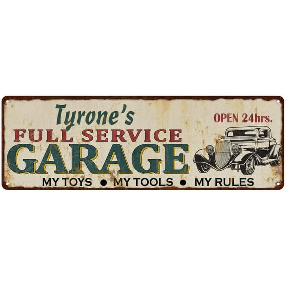 Tyrone's Full Service Garage Metal Sign 6x18 Rusty Man Cave 206180047476