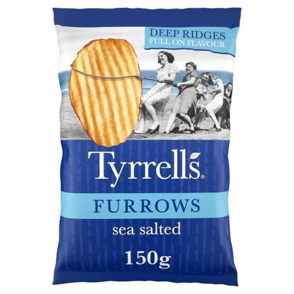 Tyrrells Furrows Sea Salted Sharing Crisps 150g, British Import (Pack of 3)