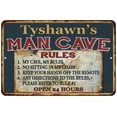 thumbnail image 1 of Tyshawn's Man Cave Rules Chic Rustic Green Sign Home 8x12 Metal 108120049875, 1 of 1