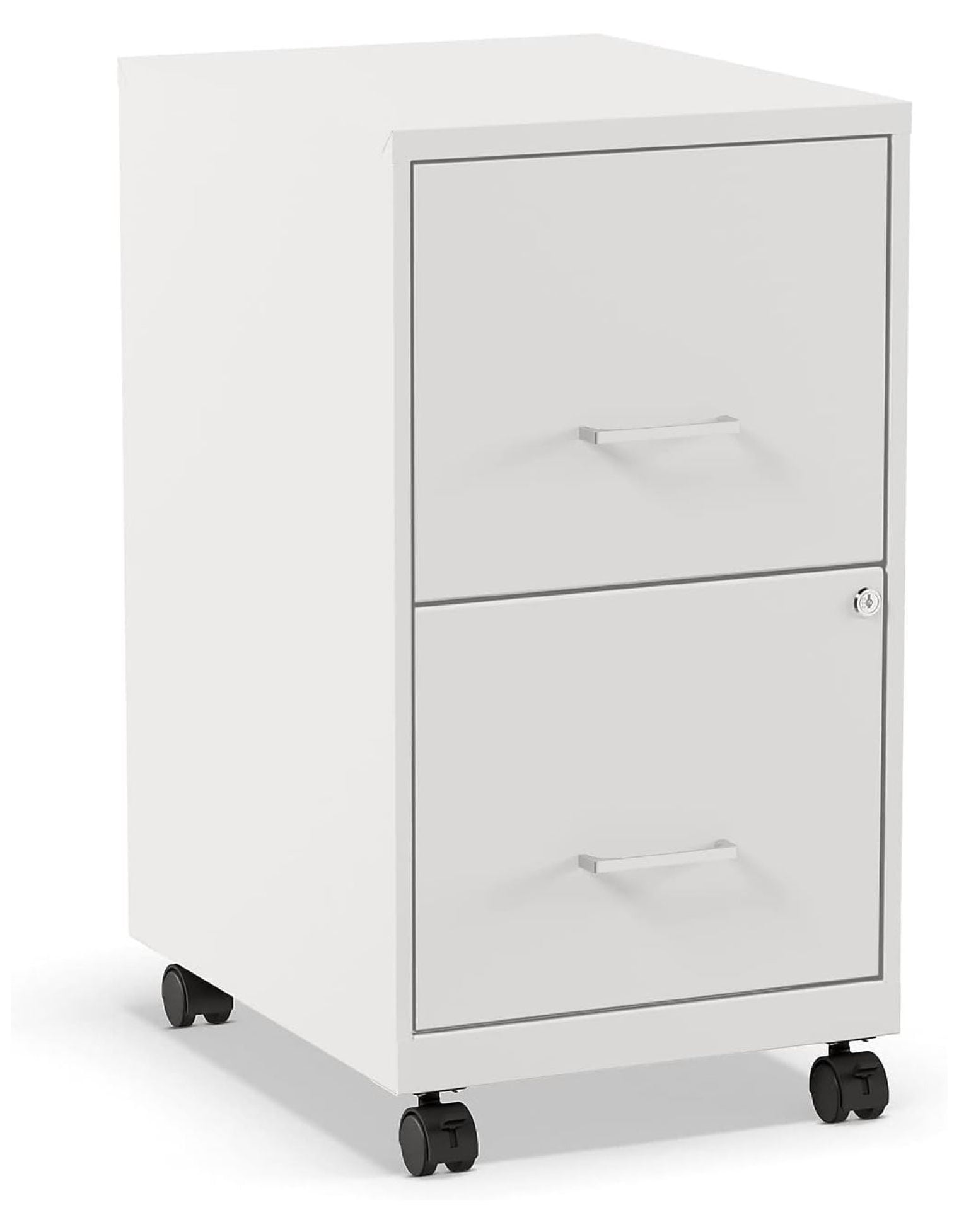 Pearl White 2-Drawer Lockable Vertical Mobile File Cabinet