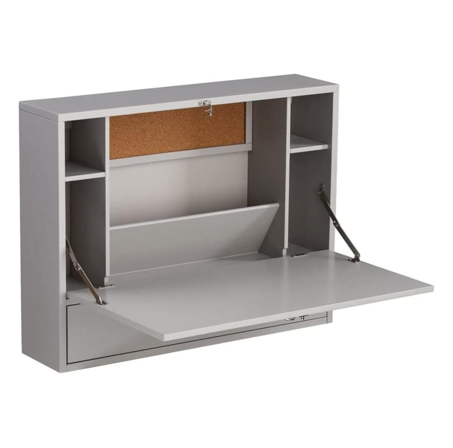 Gray Wall Mounted Foldable Writing Desk with Drawer