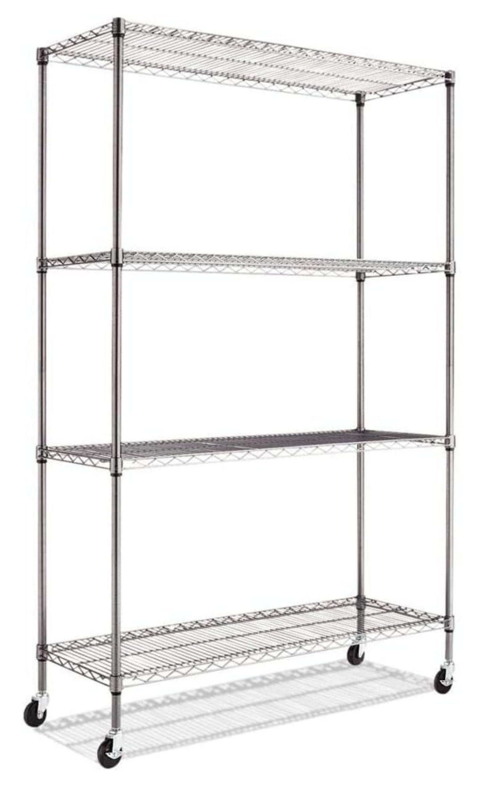 72" Anthracite Black Steel Mobile Shelf Rack with 4 Shelves