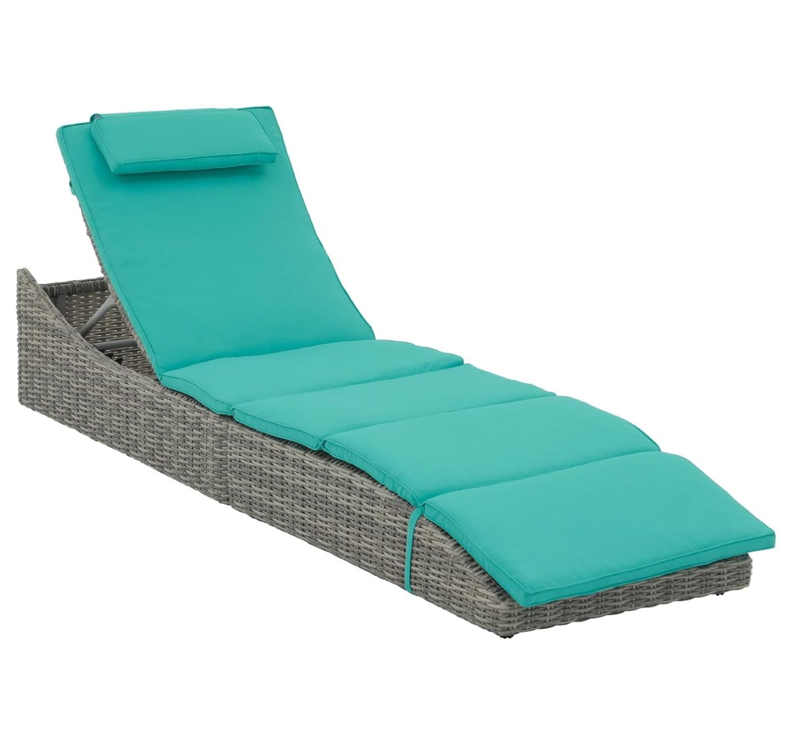 Tyslan Folding Outdoor Adjustable Chaise Lounge Chair with Removable