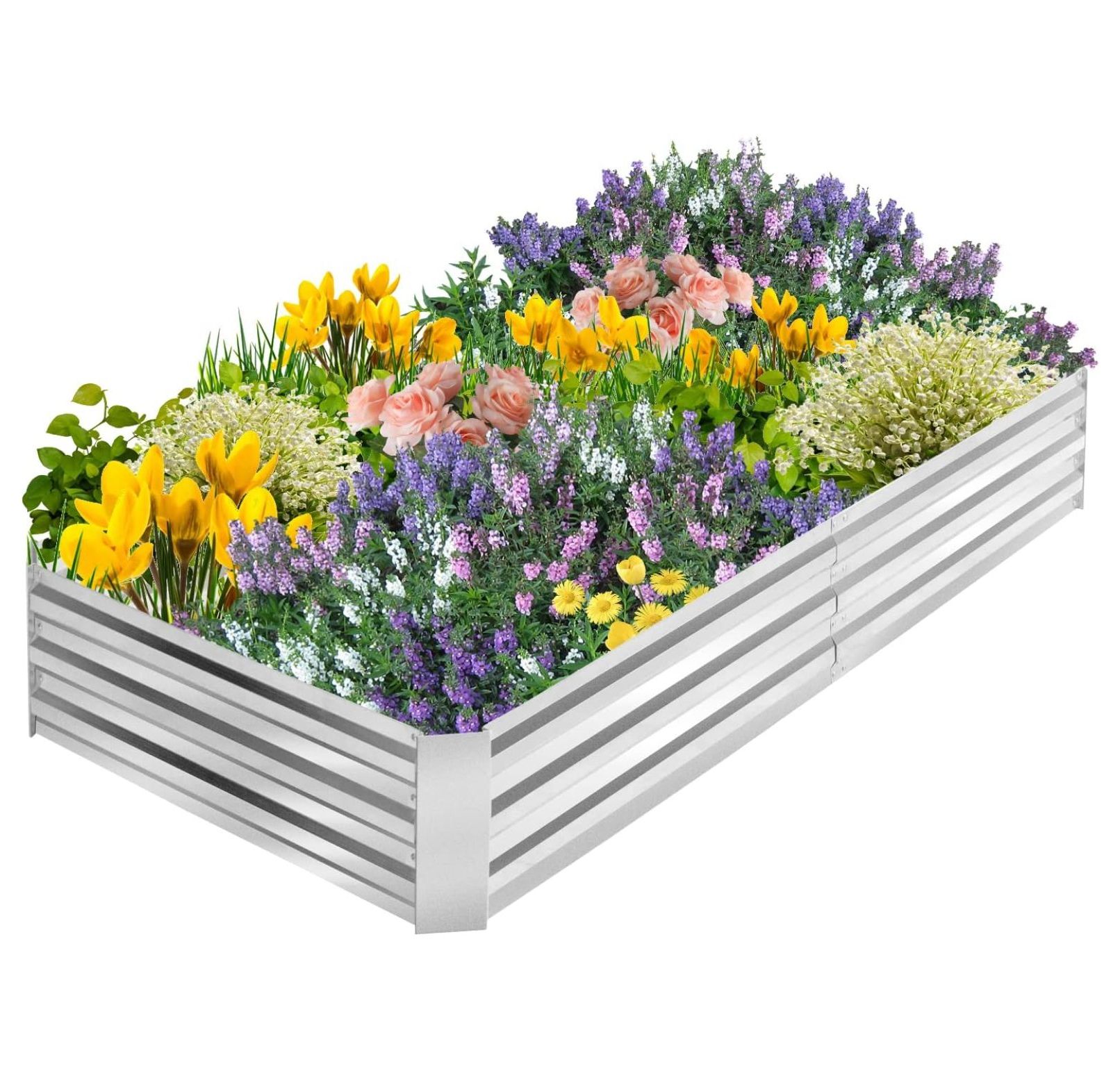 Tyslan Galvanized Garden Bed, Outdoor Elevated Raised Garden Bed