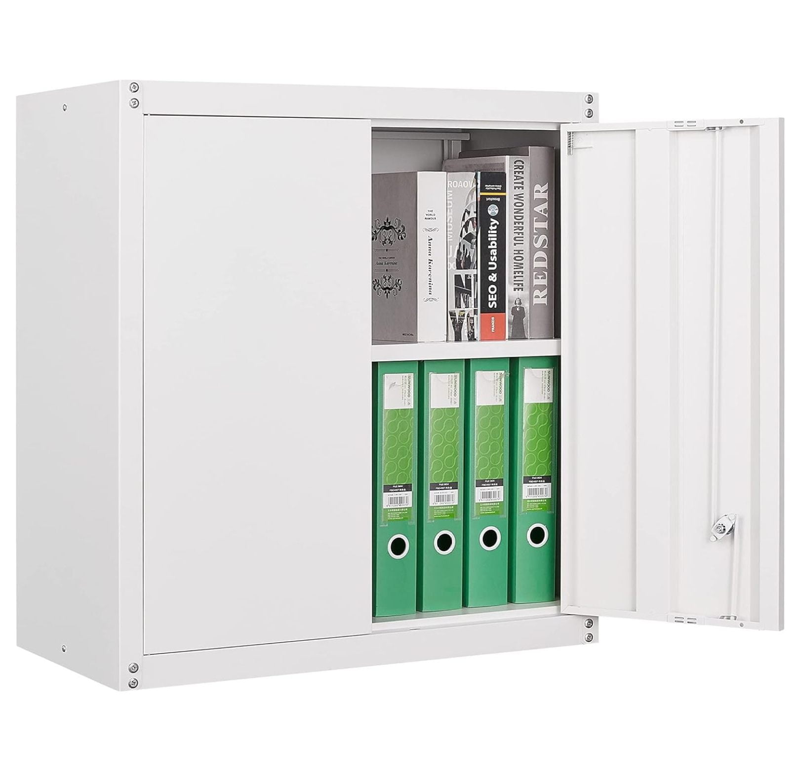 Tyslan Metal Wall Mount Locking with Adjustable Shelf, Garage