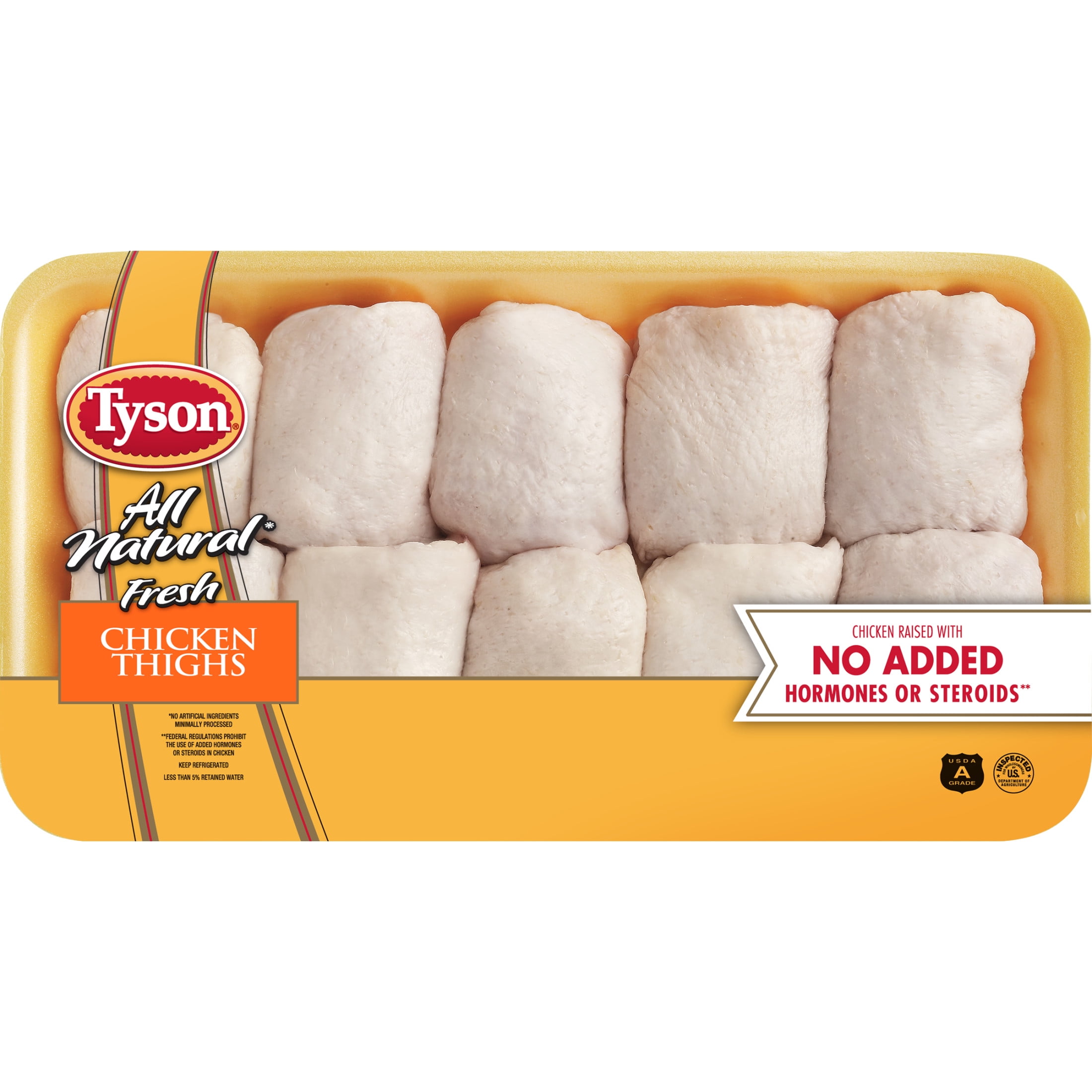 Tyson All Natural Chicken Thighs Family Pack, 4.75 6.0 lb Tray