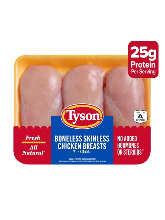 Tyson All Natural, Fresh, Boneless, Skinless Chicken Breasts, 1.0 - 3.3 lb Tray