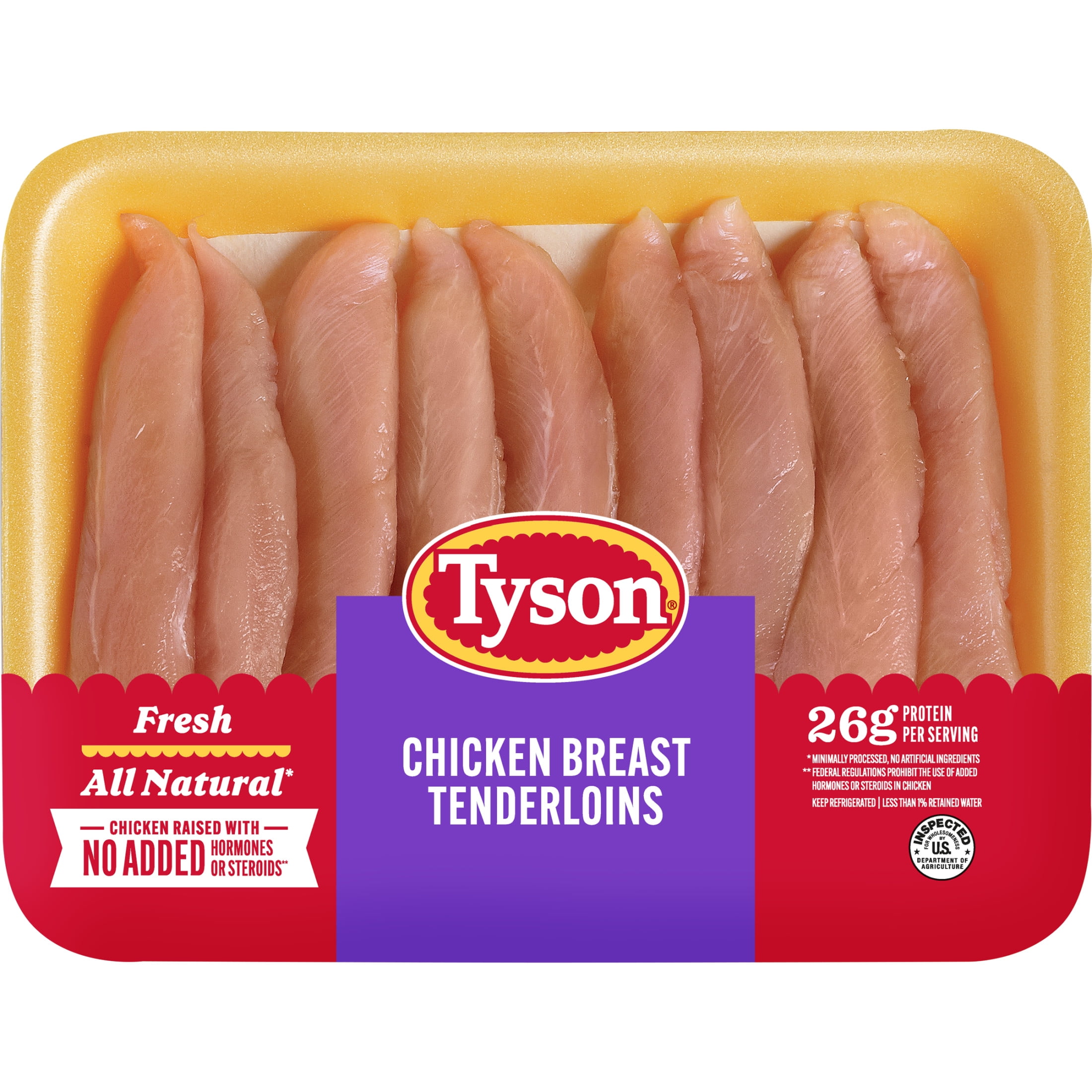 Tyson All Natural, Fresh Chicken Breast Tenderloins, 1.0 - 2.4 lb Tray