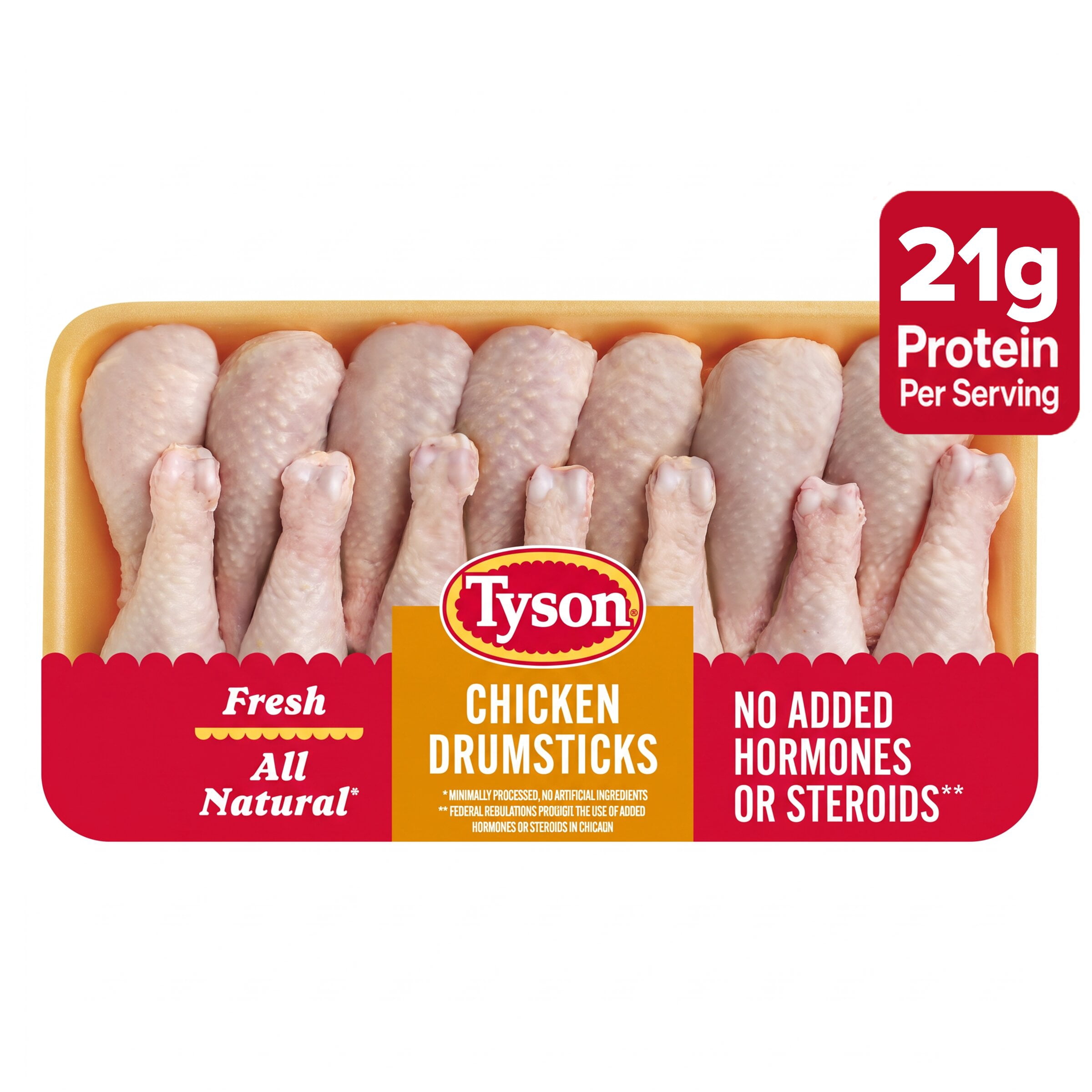 Tyson All Natural, Fresh Chicken Drumsticks, Family Pack, 4.25 - 6.7 lb