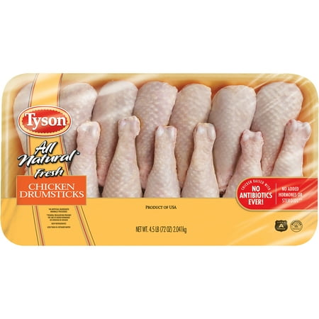 Tyson All Natural Fresh Chicken Drumsticks, Family Pack, 4.5 lb