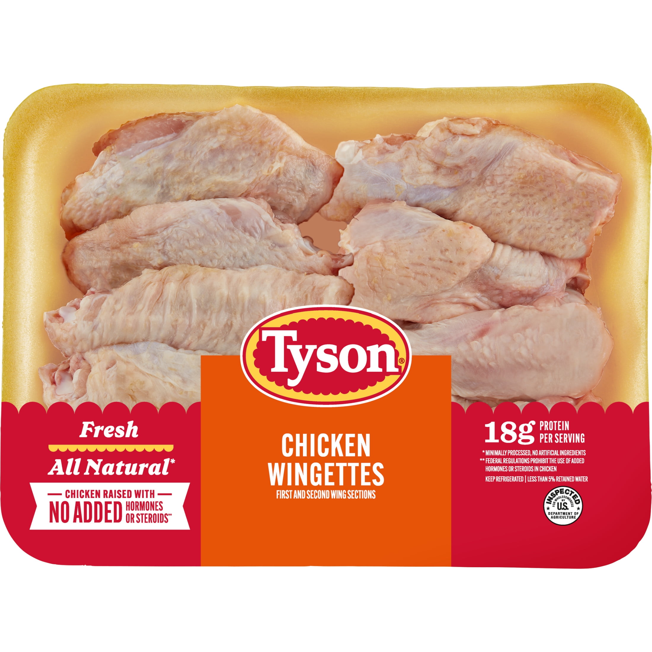Tyson All Natural Fresh Chicken Wingettes, 1.2 - 1.8 lb Tray