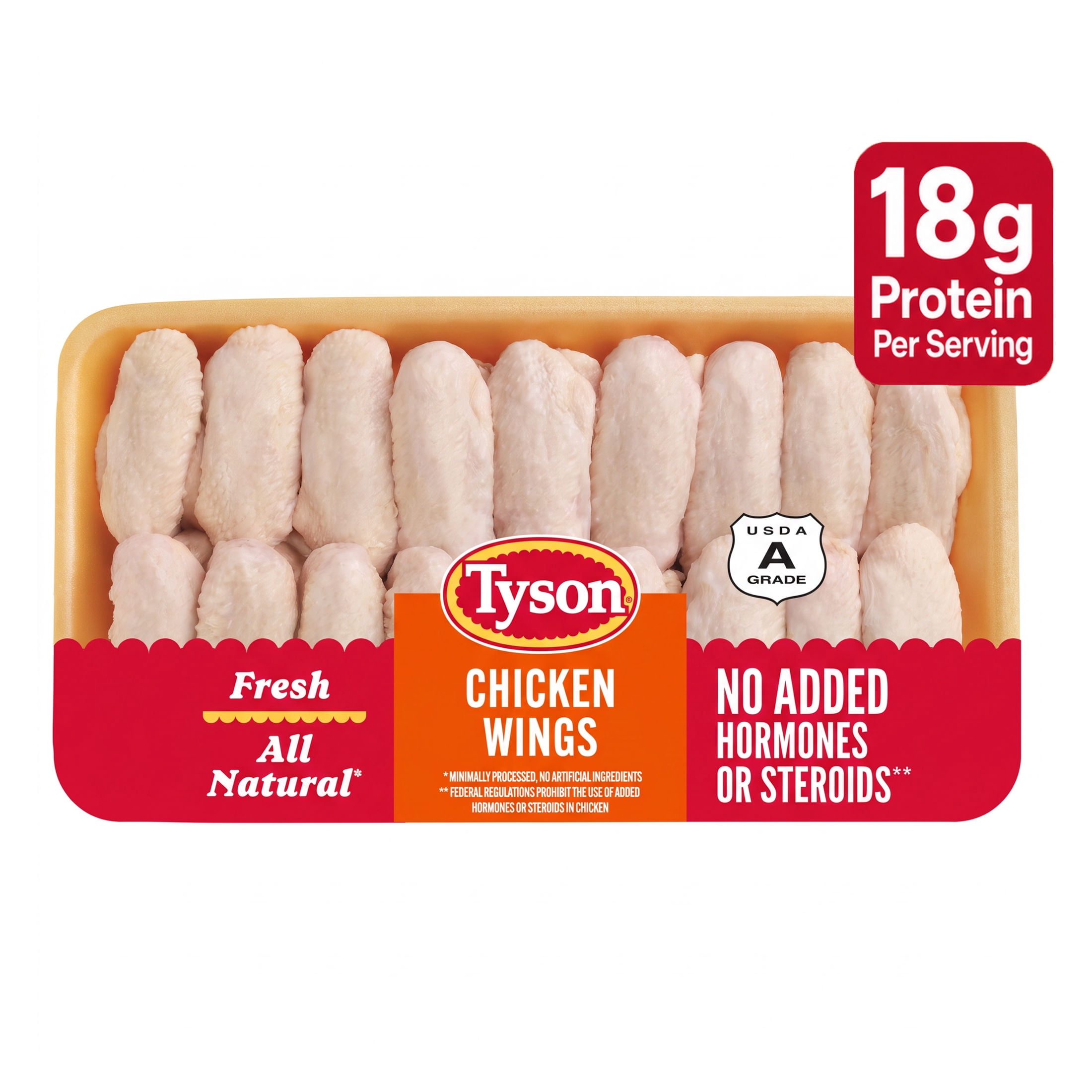 Tyson All Natural, Fresh Chicken Wings, Family pack, 2.85 - 6.0 lb Tray
