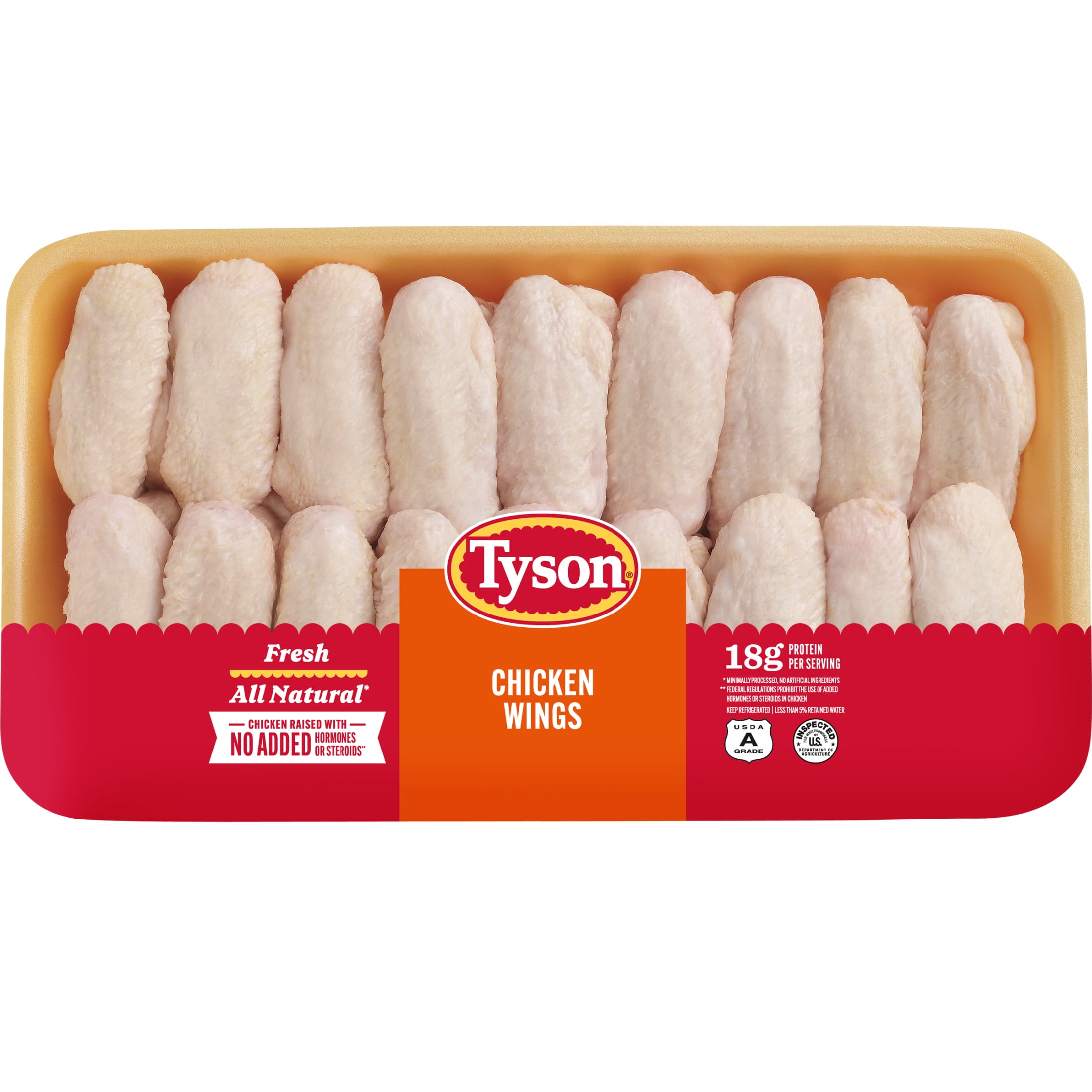 Tyson All Natural, Fresh Chicken Wings, Family Pack, 4.25 - 5.3 lb Tray