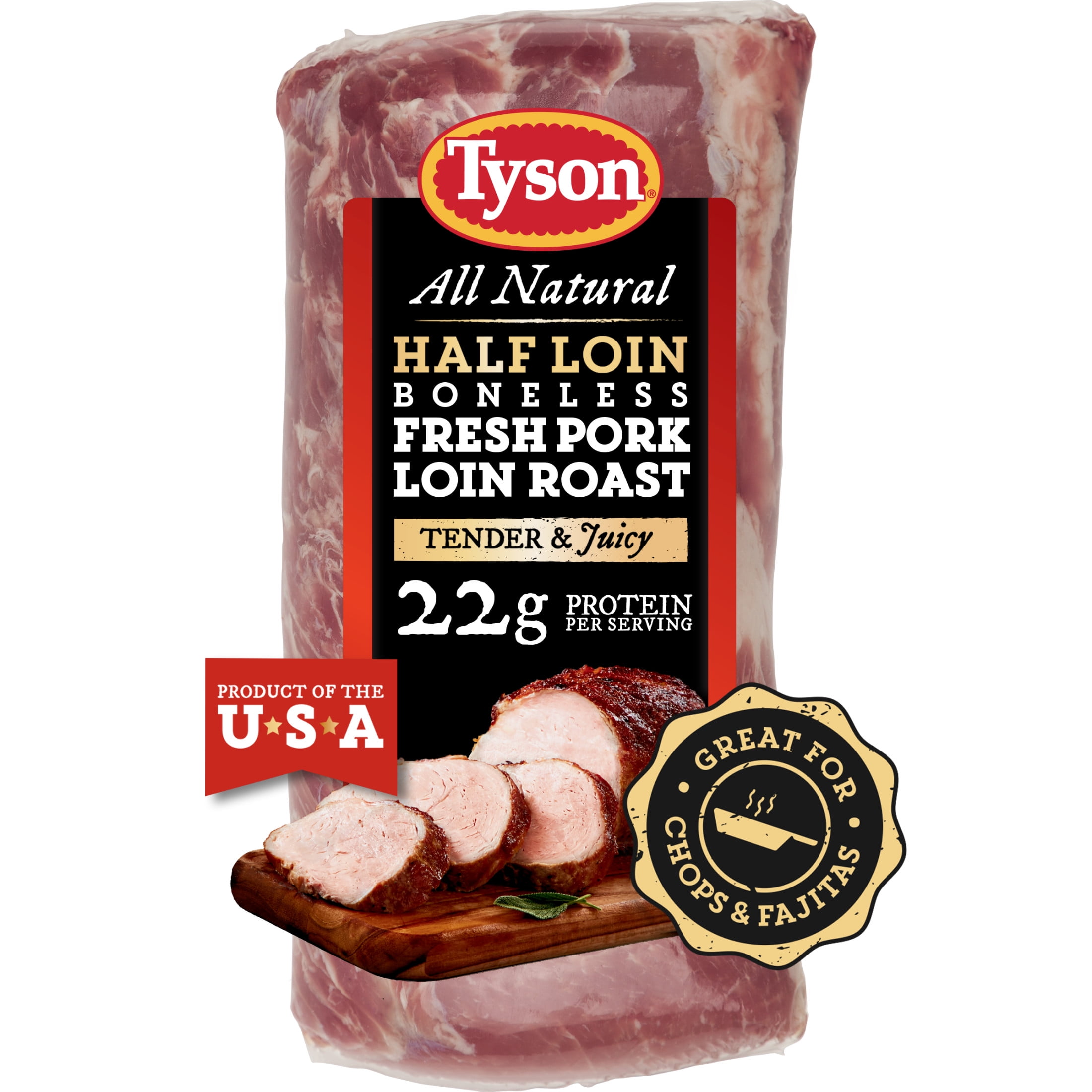 Tyson All Natural Fresh Pork Half Loin Roast, Boneless, 3.8 5.5 lb, 3