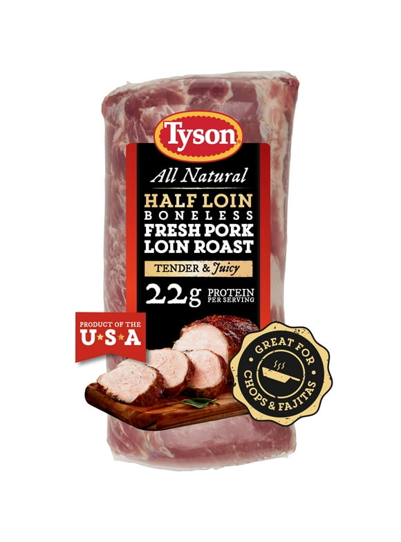 Tyson All Natural Fresh Pork Half Loin Roast, Boneless, 3.8 - 5.5 lb, 3.8 - 5.5 lb