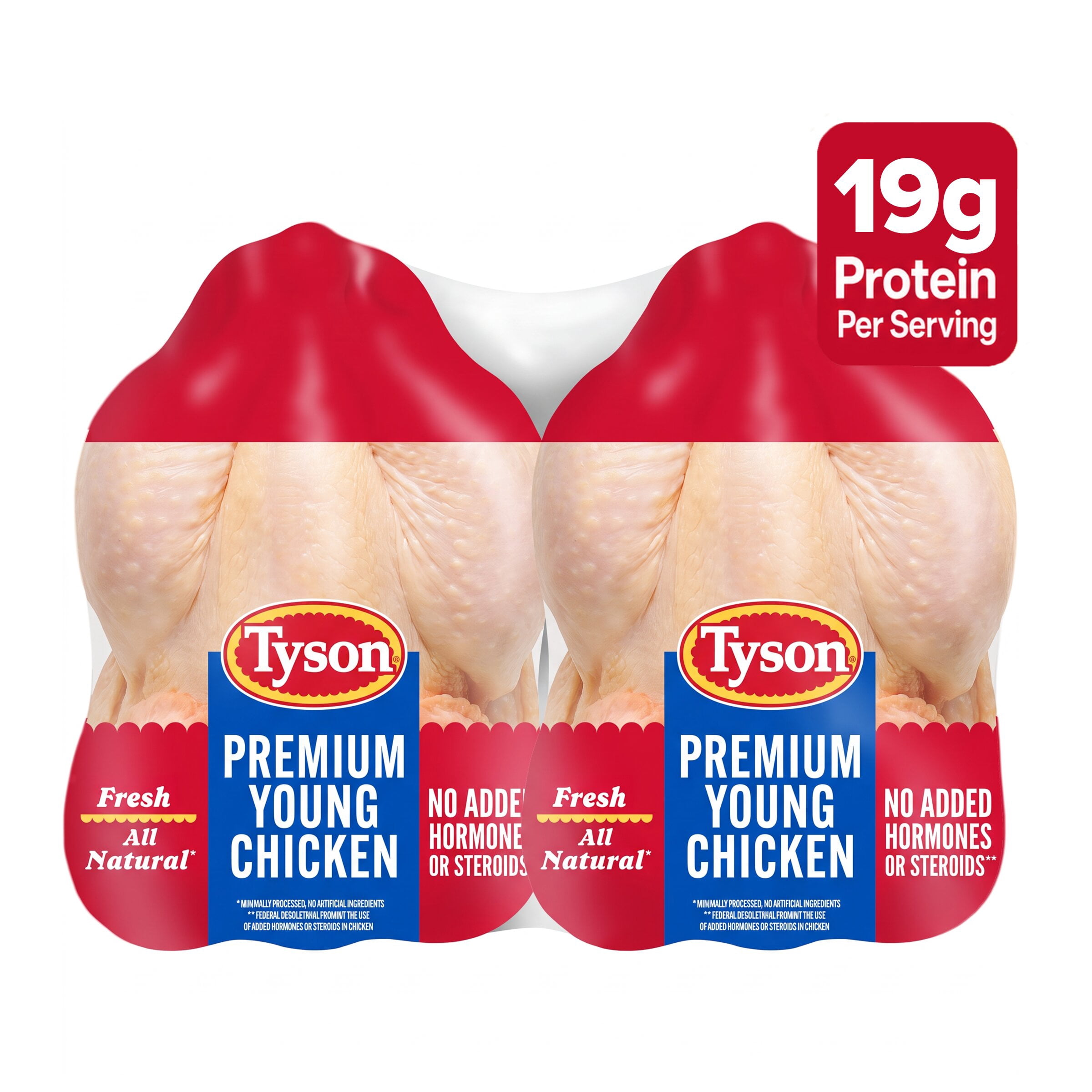 Tyson All Natural, Fresh, Premium Young Whole Chicken, Twin Pack, 7.75 - 15.0 lb
