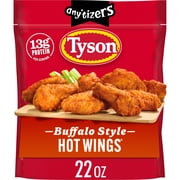 Tyson Any'tizers Buffalo Style Hot Wings Bone-in Wings, 22 oz (Frozen, Fully Cooked)