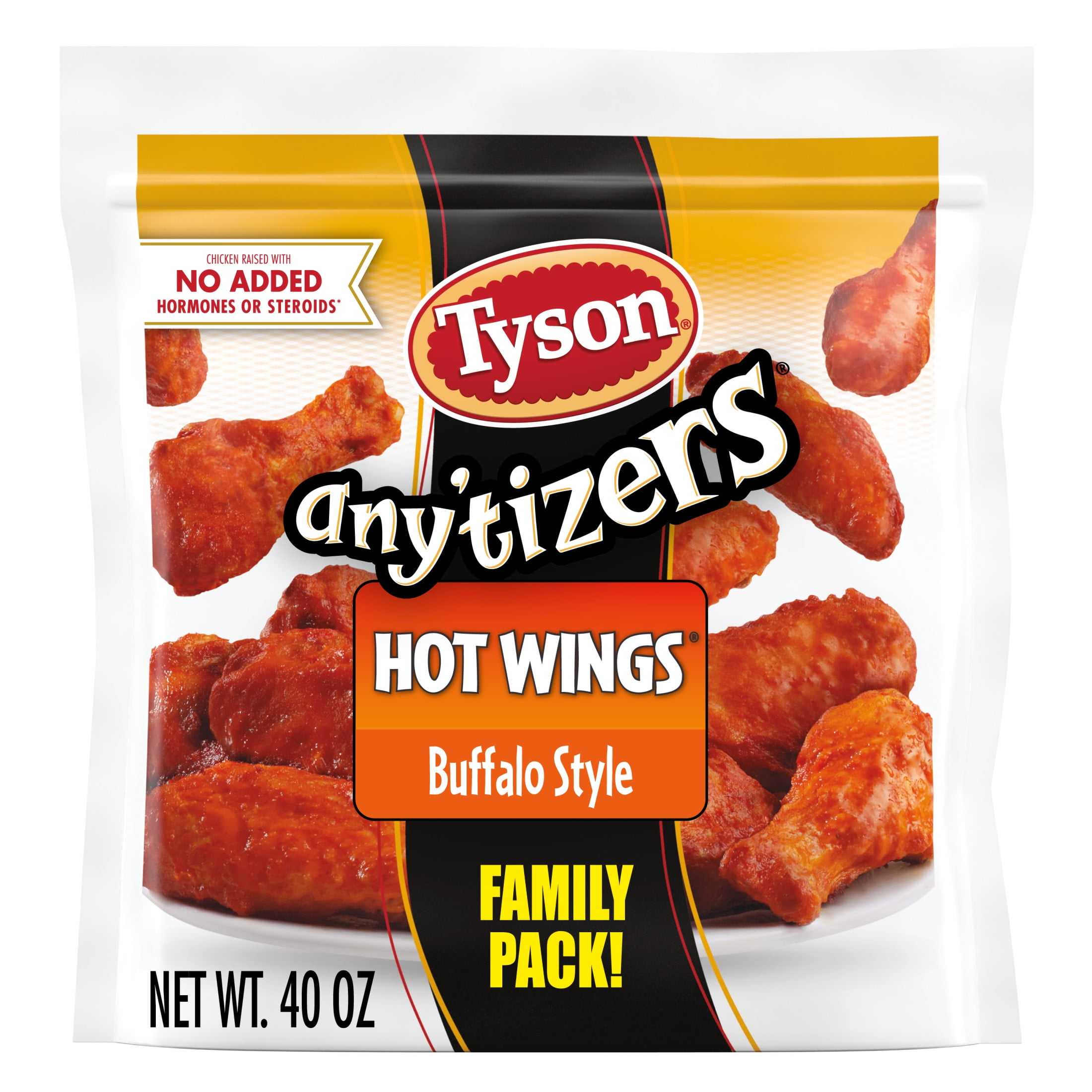 Tyson Any'tizers Buffalo Style Hot Wings, 2.5 lb Family Pack (Frozen)