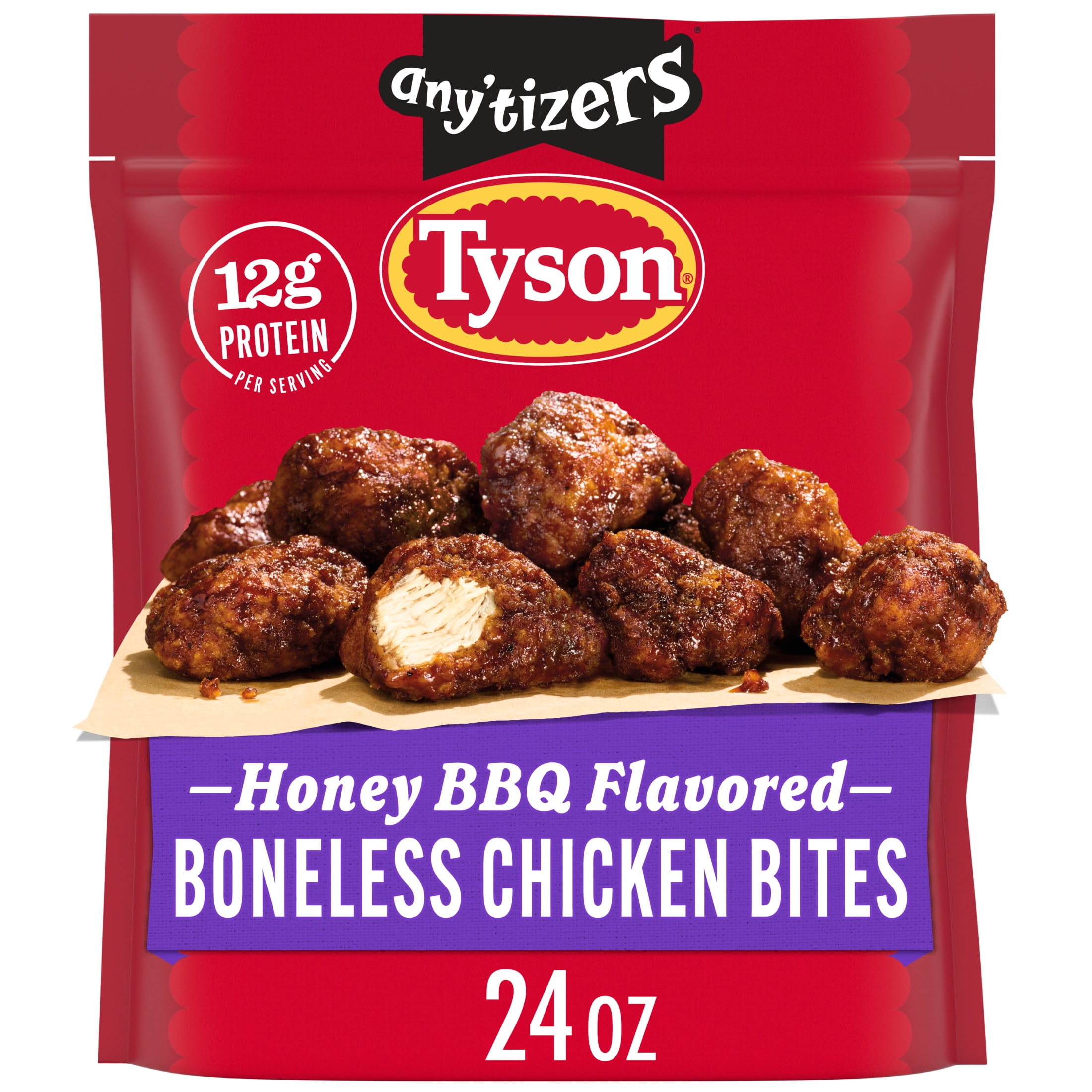 Tyson Any'tizers Sweet BBQ Boneless Chicken Bites, 24 oz (Frozen, Fully Cooked)