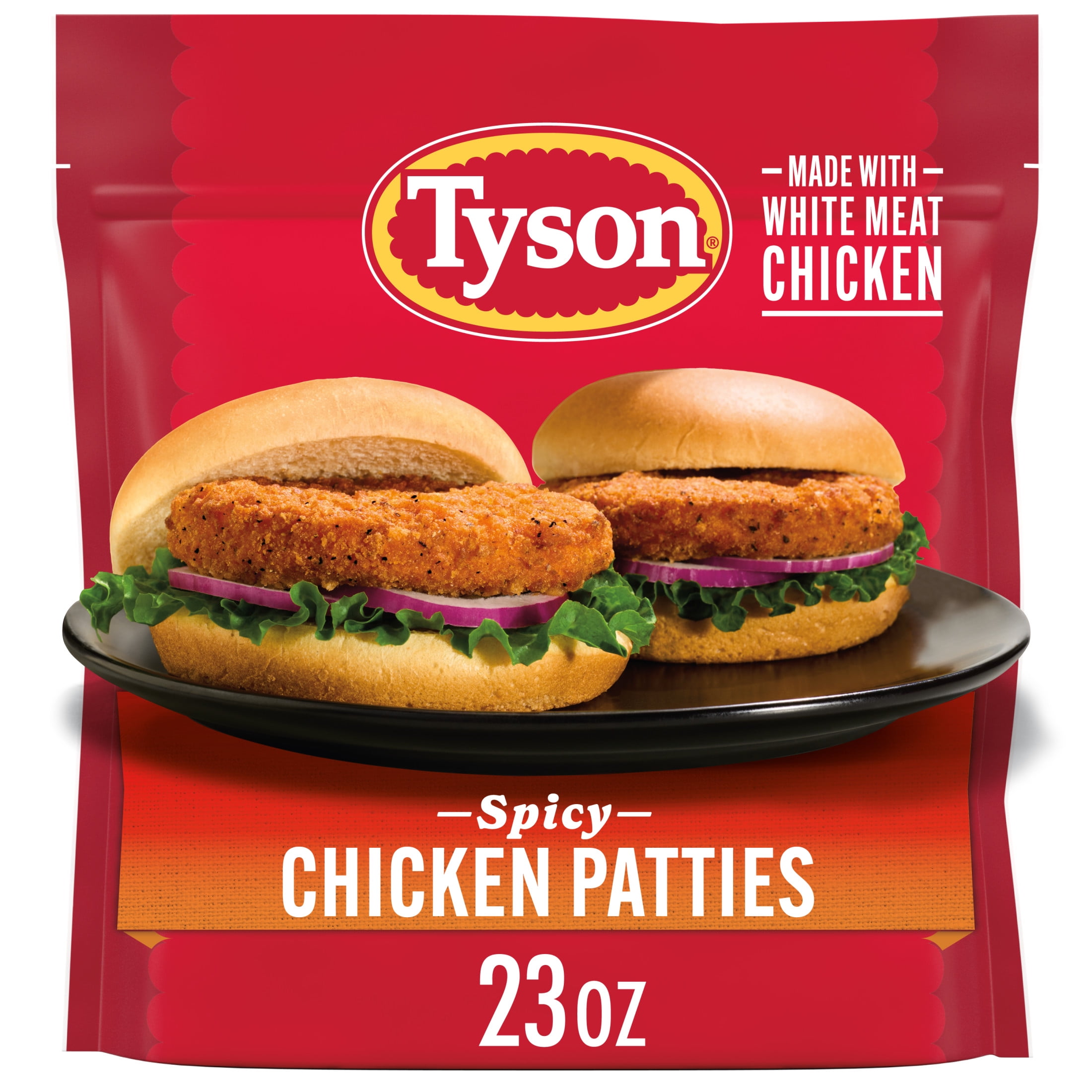 Tyson White Meat Spicy Breaded Chicken Patties, 23 oz (Frozen, Fully Cooked)