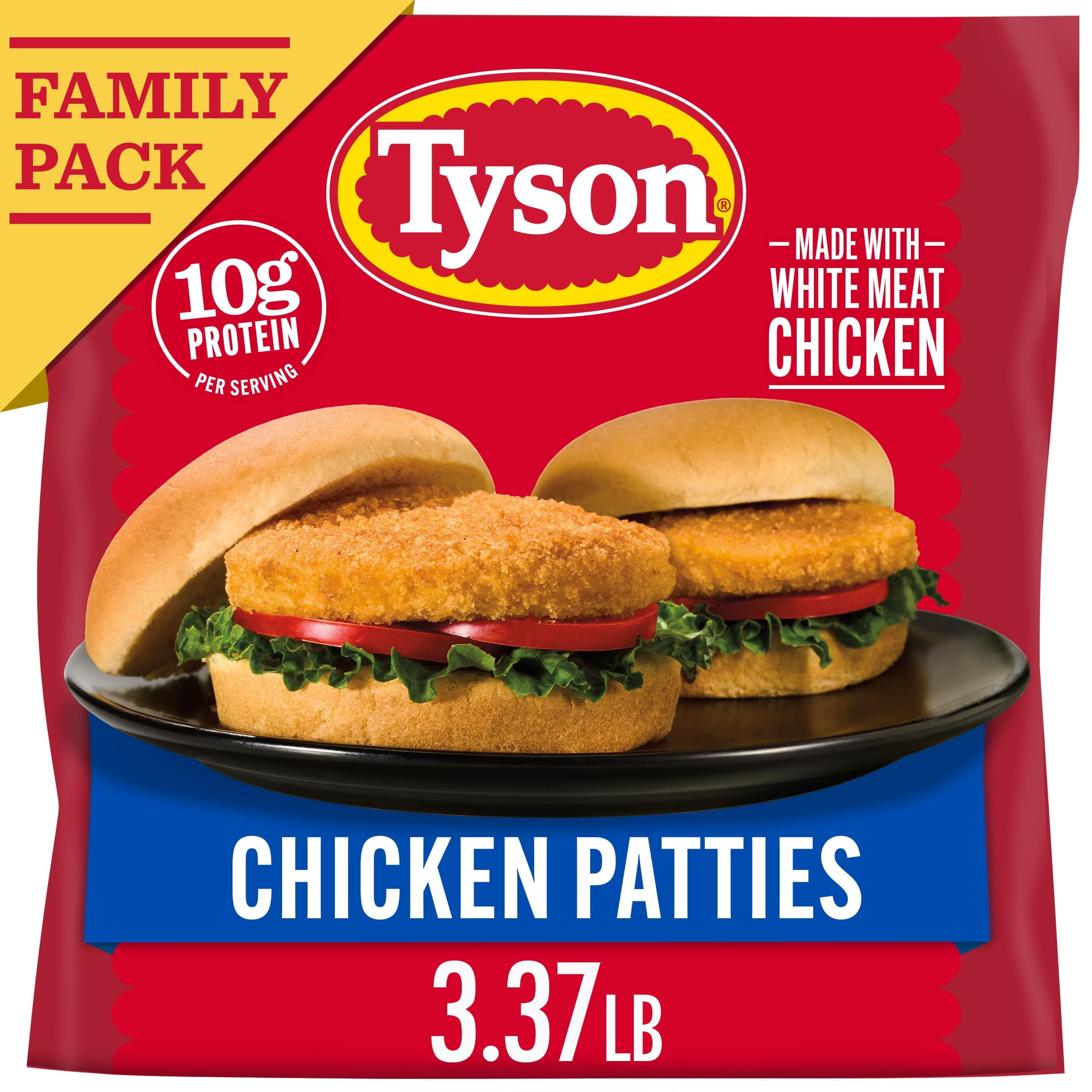 Tyson Breaded White Meat Chicken Patties, 54 oz (Frozen, Fully Cooked)