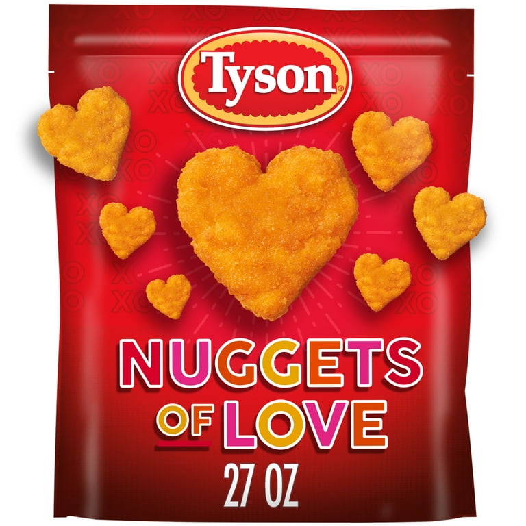 Tyson Chicken Nuggets of Love Fully Cooked Breaded Heart-Shaped Breast Meat  Chicken, 27 oz (Frozen) 