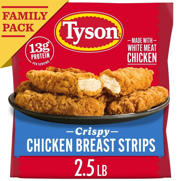 Tyson Crispy Chicken Breast Strips, Family Pack, 40 oz (Frozen, Fully Cooked)