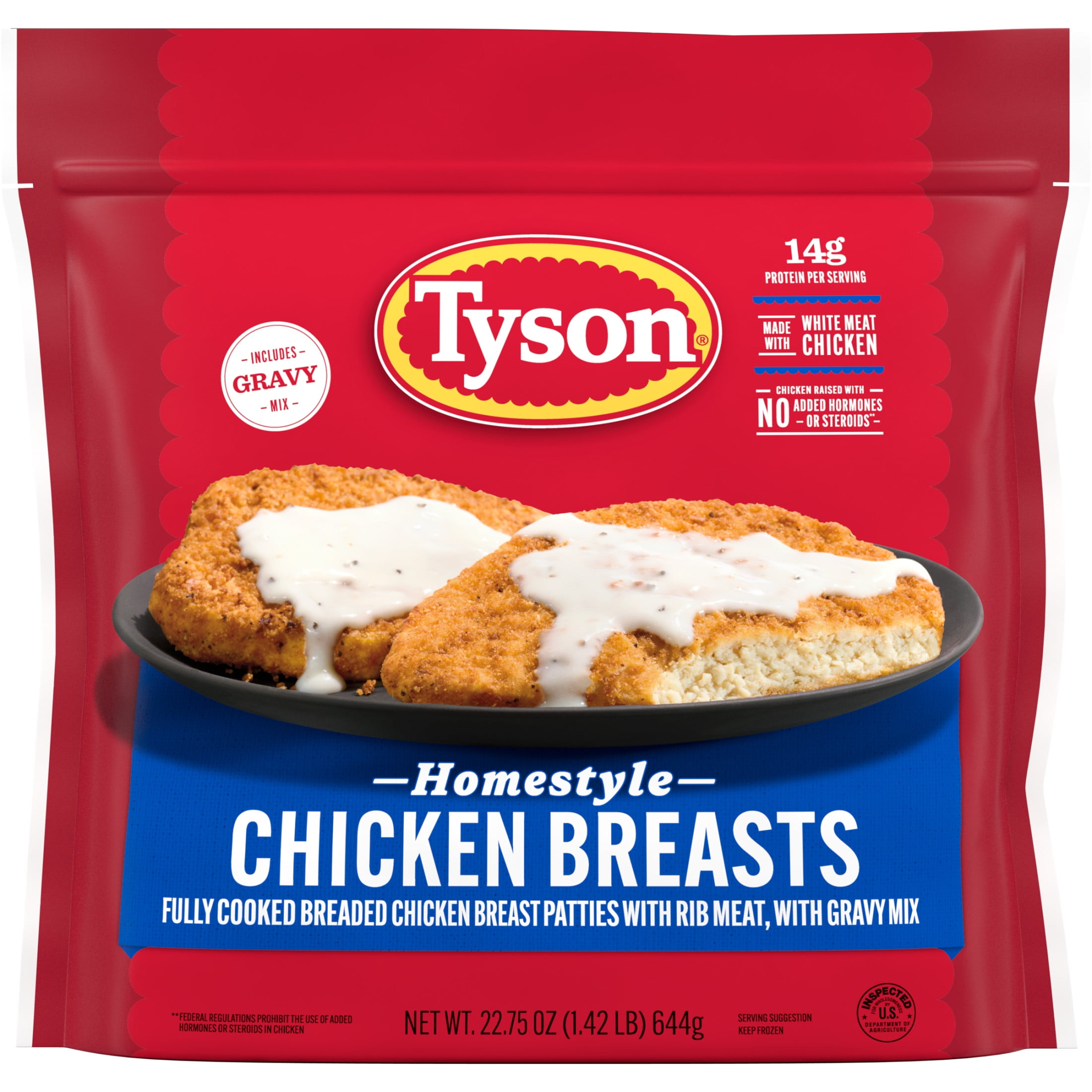 Tyson Homestyle Chicken Breasts with Gravy Mix, 22.75 oz (Frozen, Fully Cooked)
