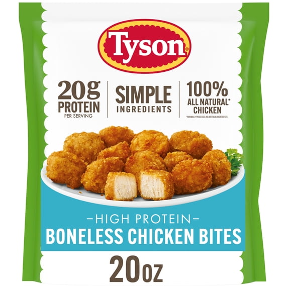 Tyson Simple Ingredient Boneless Chicken Bites, 20 oz (Frozen, Fully Cooked)