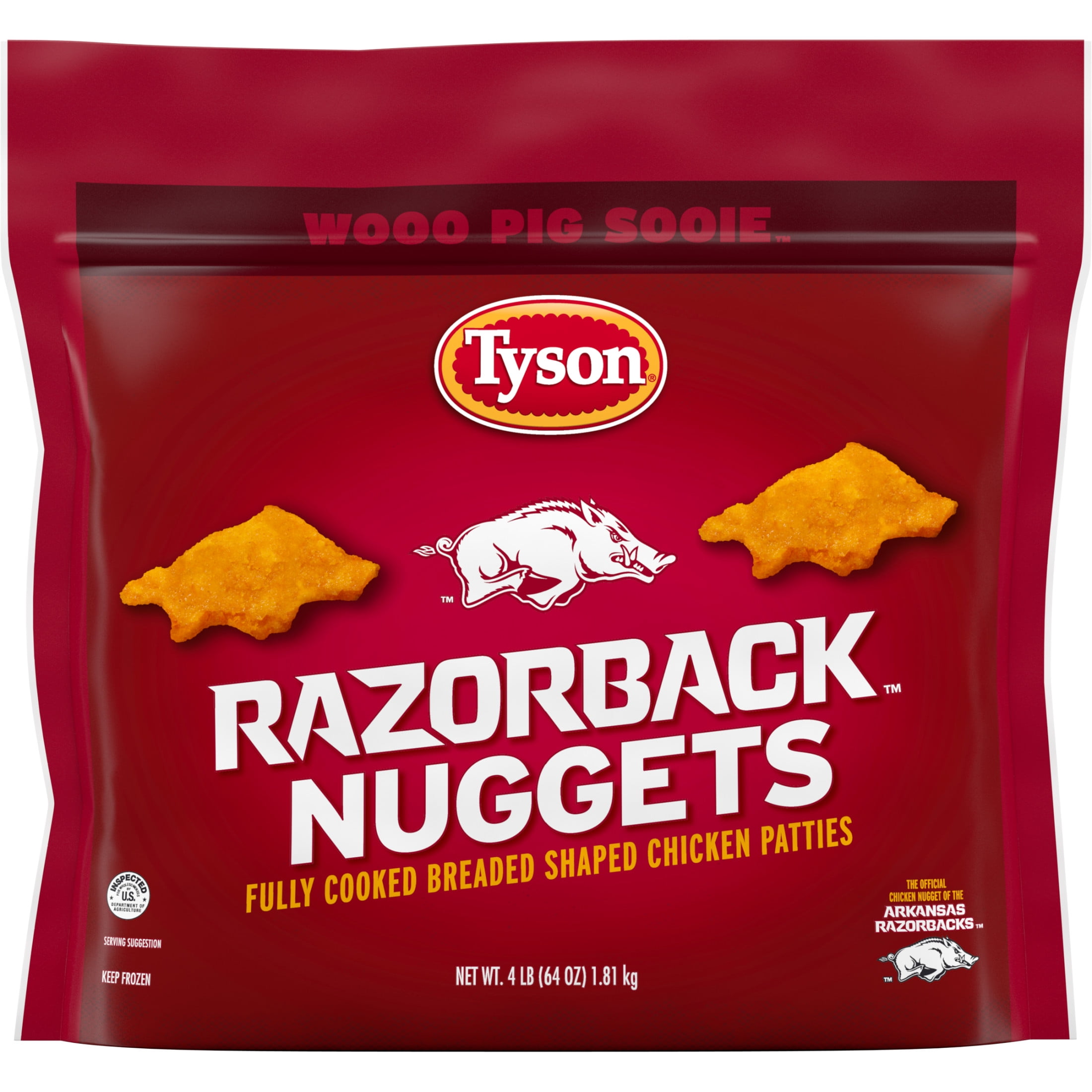 Tyson Razorback Chicken Nuggets, 64 oz (Frozen, Fully Cooked)