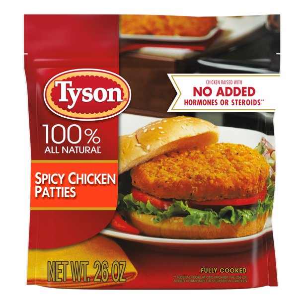 Tyson Fully Cooked and Breaded Spicy Chicken Patties, 1.62 lb Bag