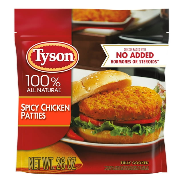 Tyson Fully Cooked and Breaded Spicy Chicken Patties, 1.62 lb Bag