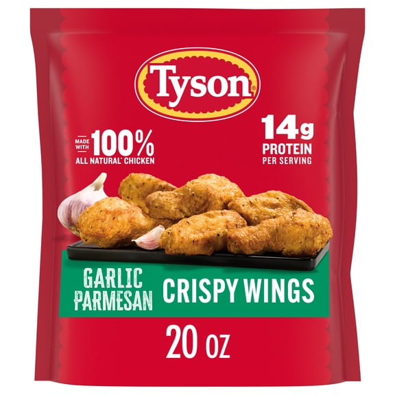 Tyson Garlic Parmesan Crispy Wings, 20 oz (Frozen, Fully Cooked)