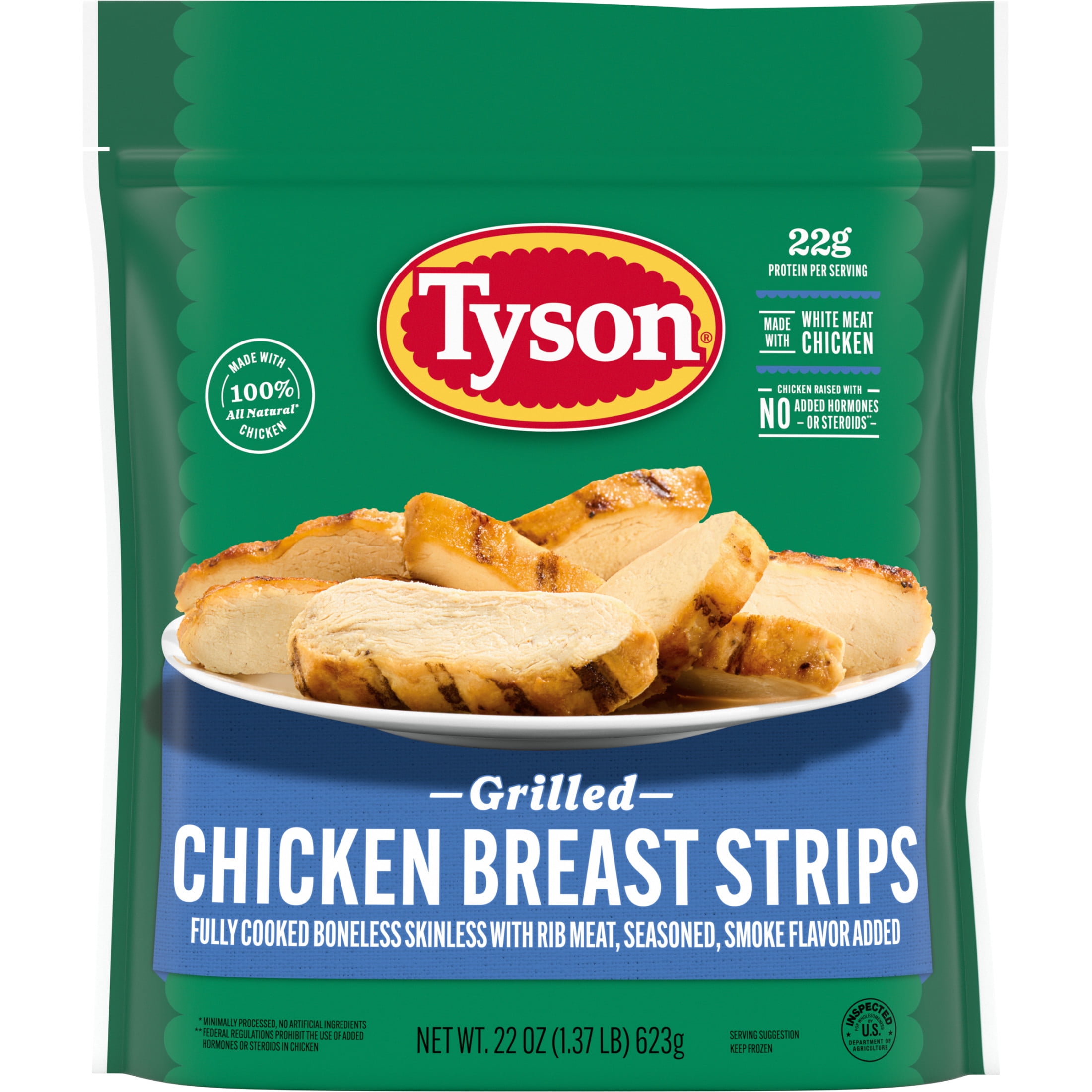Tyson Grilled Chicken Breast Strips, 22 oz (Frozen, Fully Cooked)