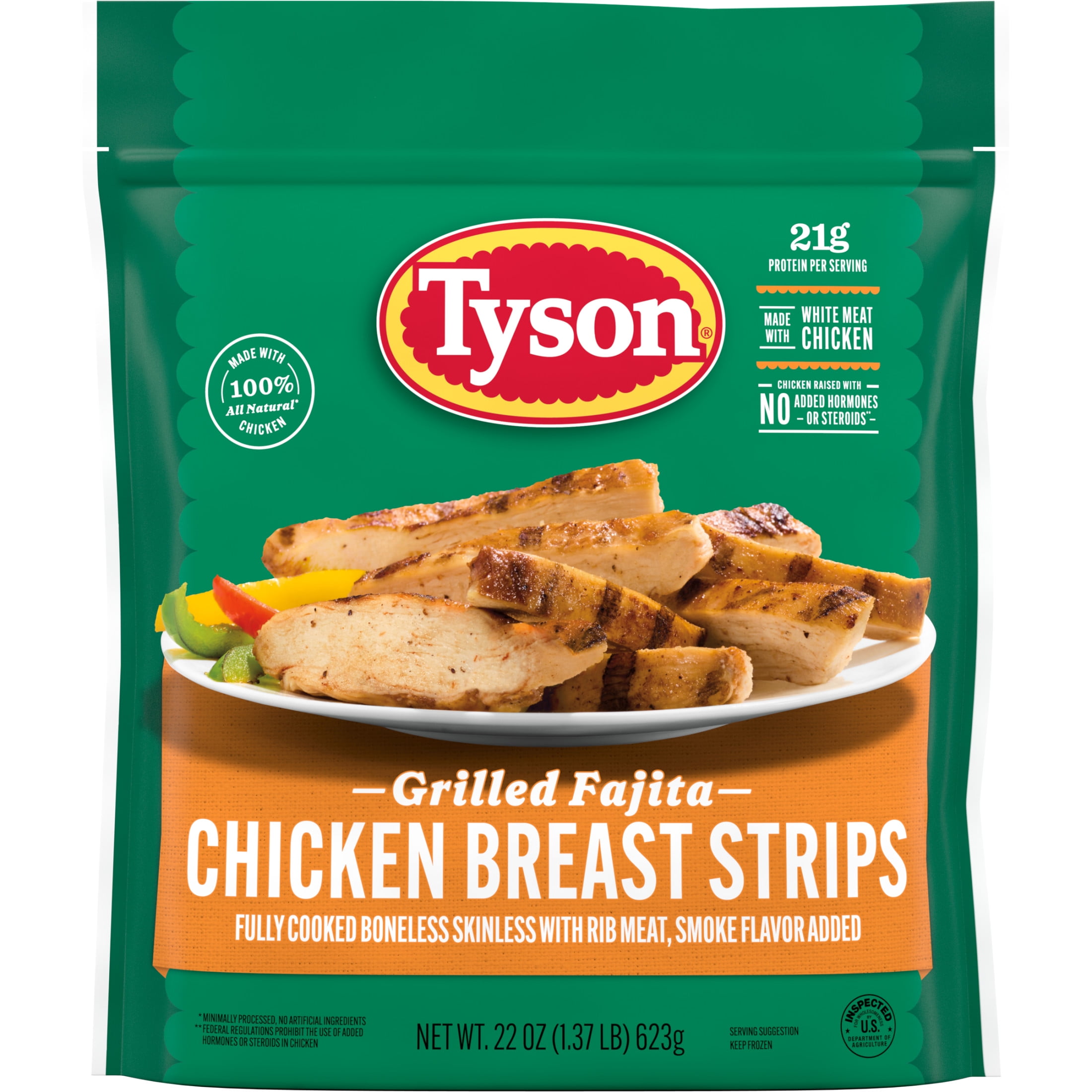 Tyson Grilled Fajita Chicken Breast Strips, 22 oz (Frozen, Fully Cooked)