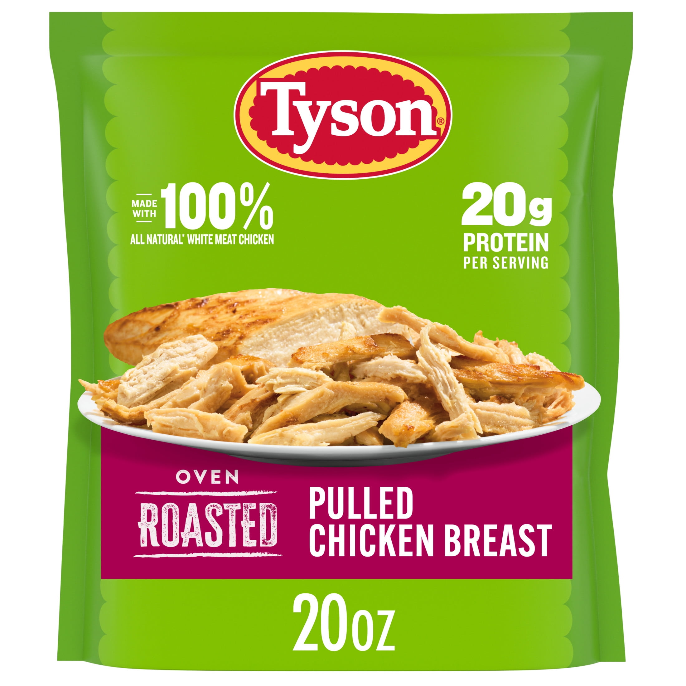 Tyson Frozen Oven Roasted Pulled Chicken Breast, 20 oz (Frozen, Fully Cooked)