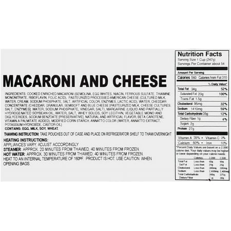 Tyson Macaroni and Cheese Entree, 5 Pound -- 1 each.